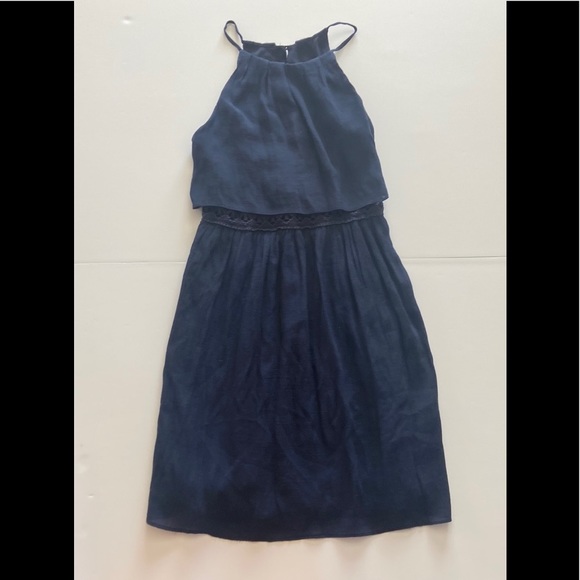 Size 0 Navy Dress - Embroidered Lace Waist - Picture 2 of 3